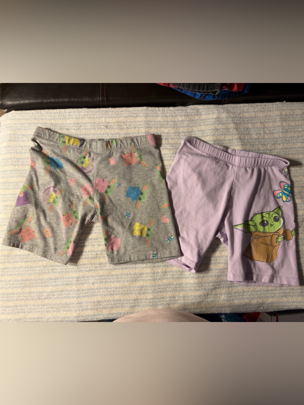 Star Wars Gray Shorts with Green and Yellow Grogu Graphic